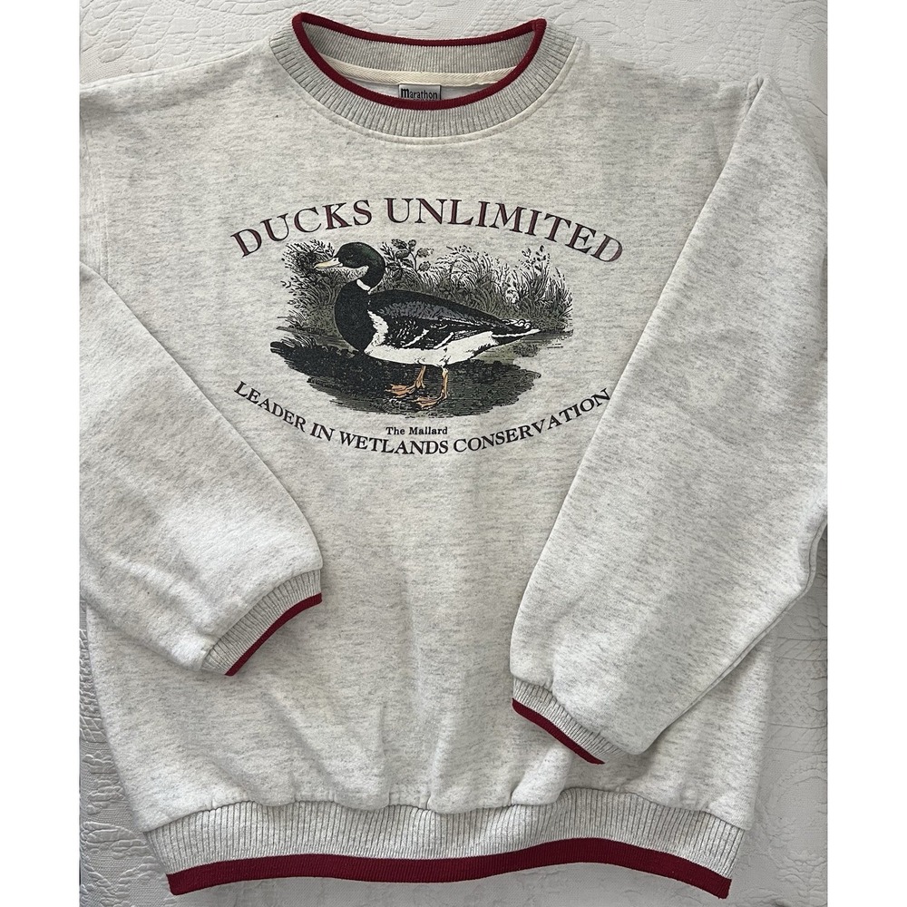 VTG 90's Ducks Unlimited Marathon Apparel Sweatshirt Mallard Duck Conservation